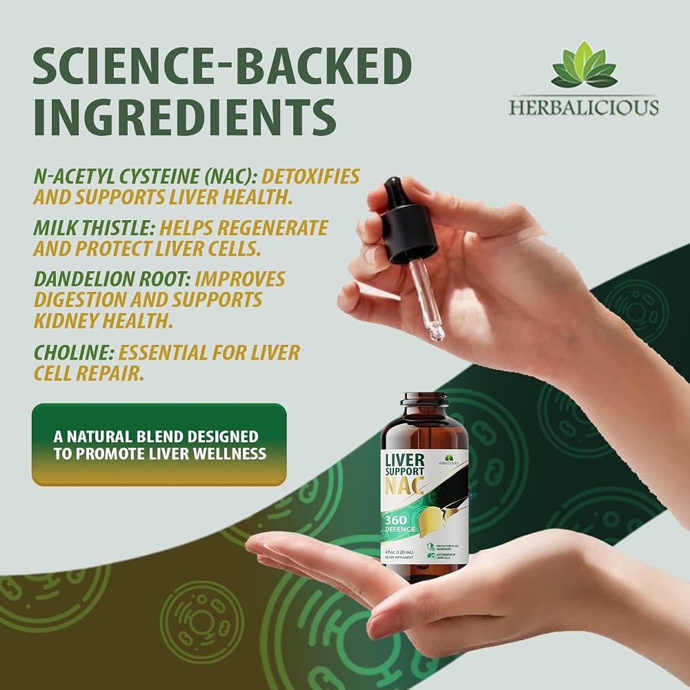 HERBALICIOUS Liver Support NAC 360 Defense Liquid - 4 Fl Oz - image 5