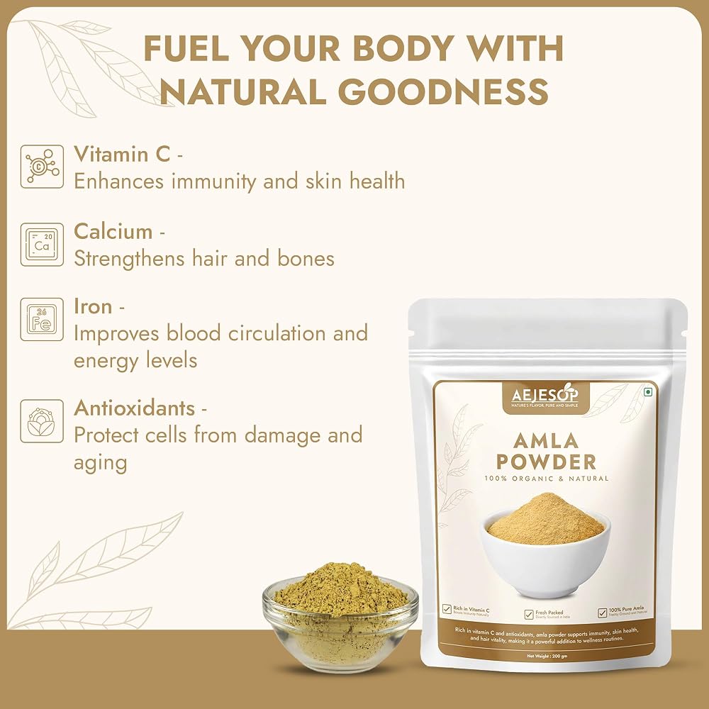 AEJESOP Organic Amla Powder Indian Gooseberry - 200g - image 6