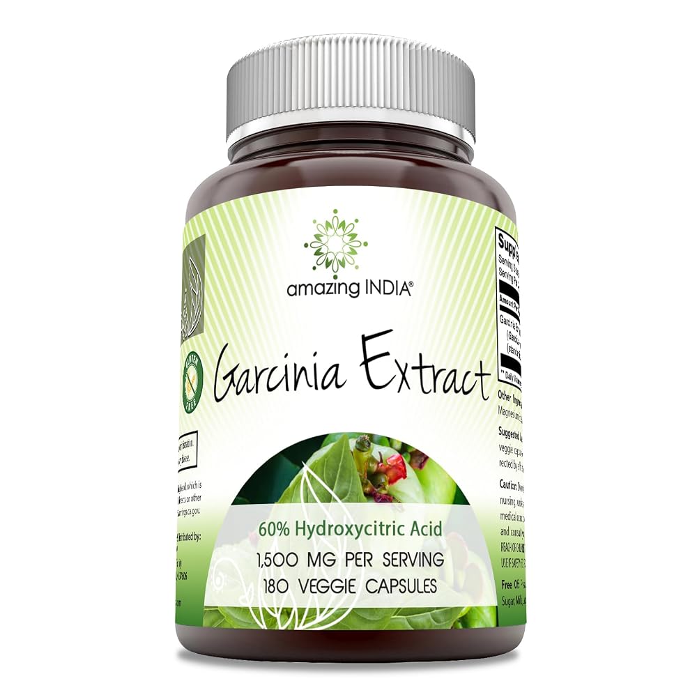 Amazing India Garcinia Extract Supplement 1500 mg - 180 Vegetarian Capsules