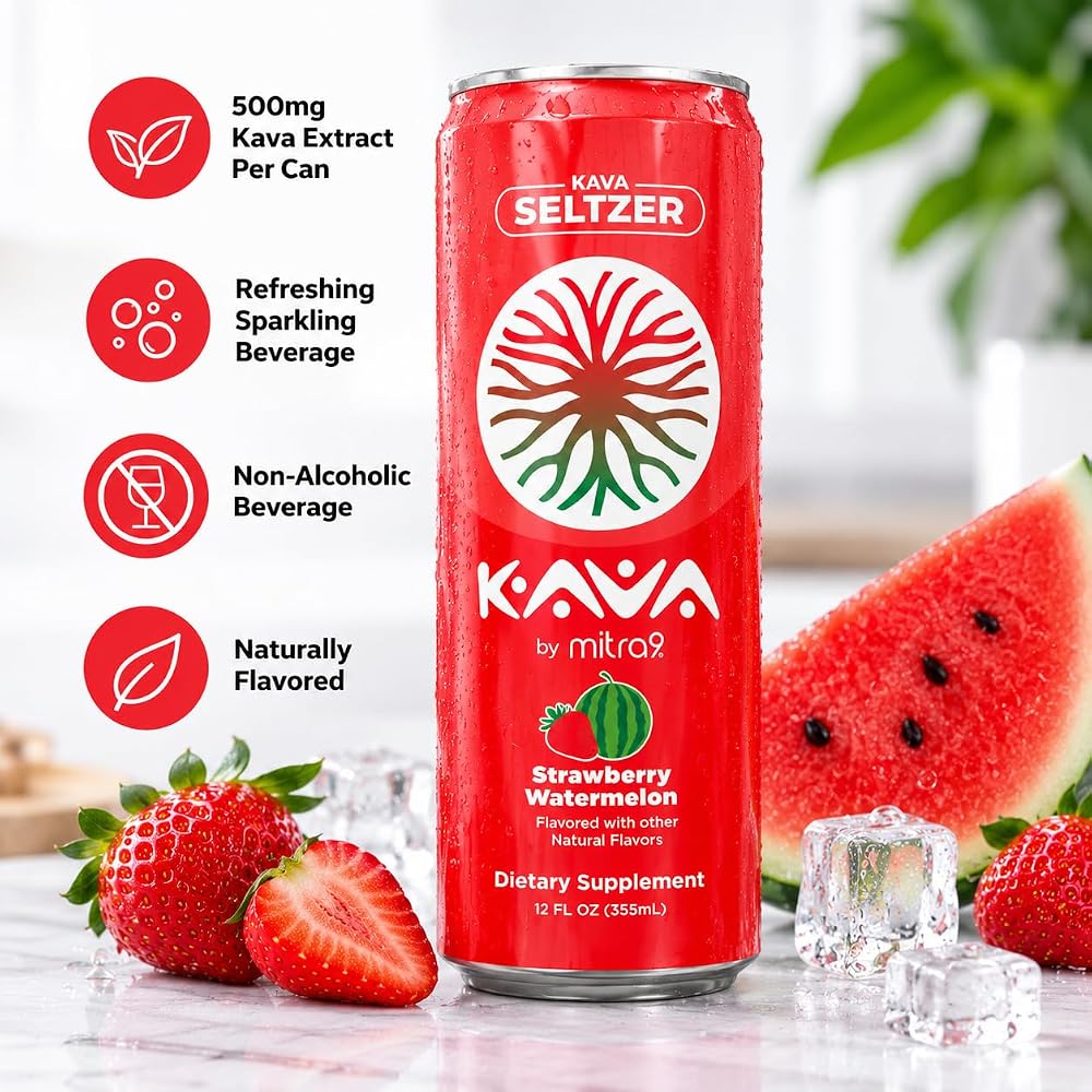 Mitra9 Strawberry Watermelon Sparkling Kava Drink