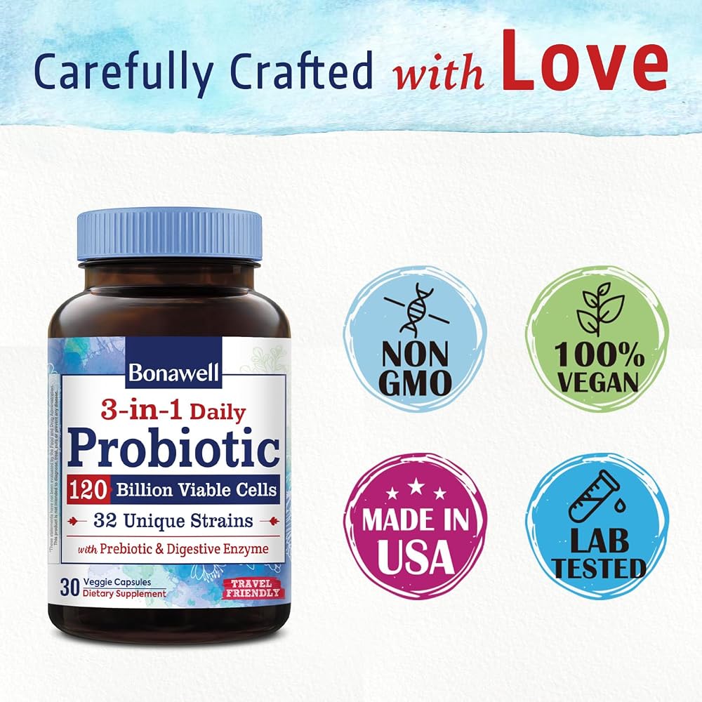 Bonawell Probiotics 120 Billion CFU 32 Strains - 30 Vegetarian Capsules - image 9