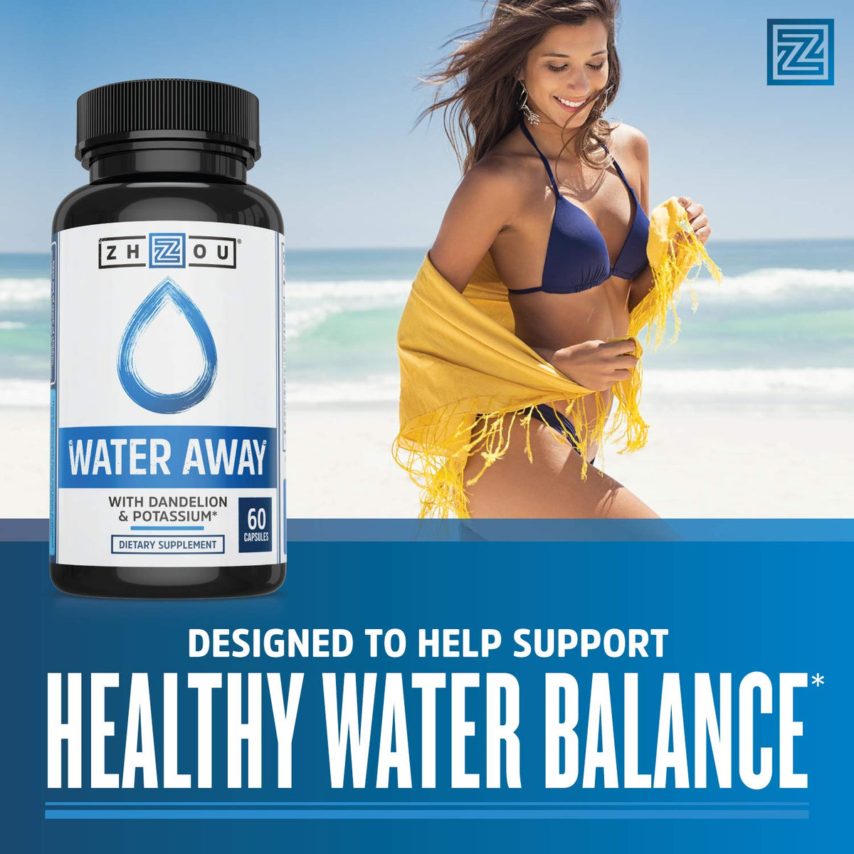 ZHOU Water Away Supplement - 60 Vegetarian Capsules - image 2