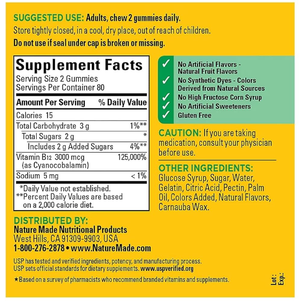 Nature Made B12 Gummies Extra Strength 3000 MCG - 160 Gummies - image 2