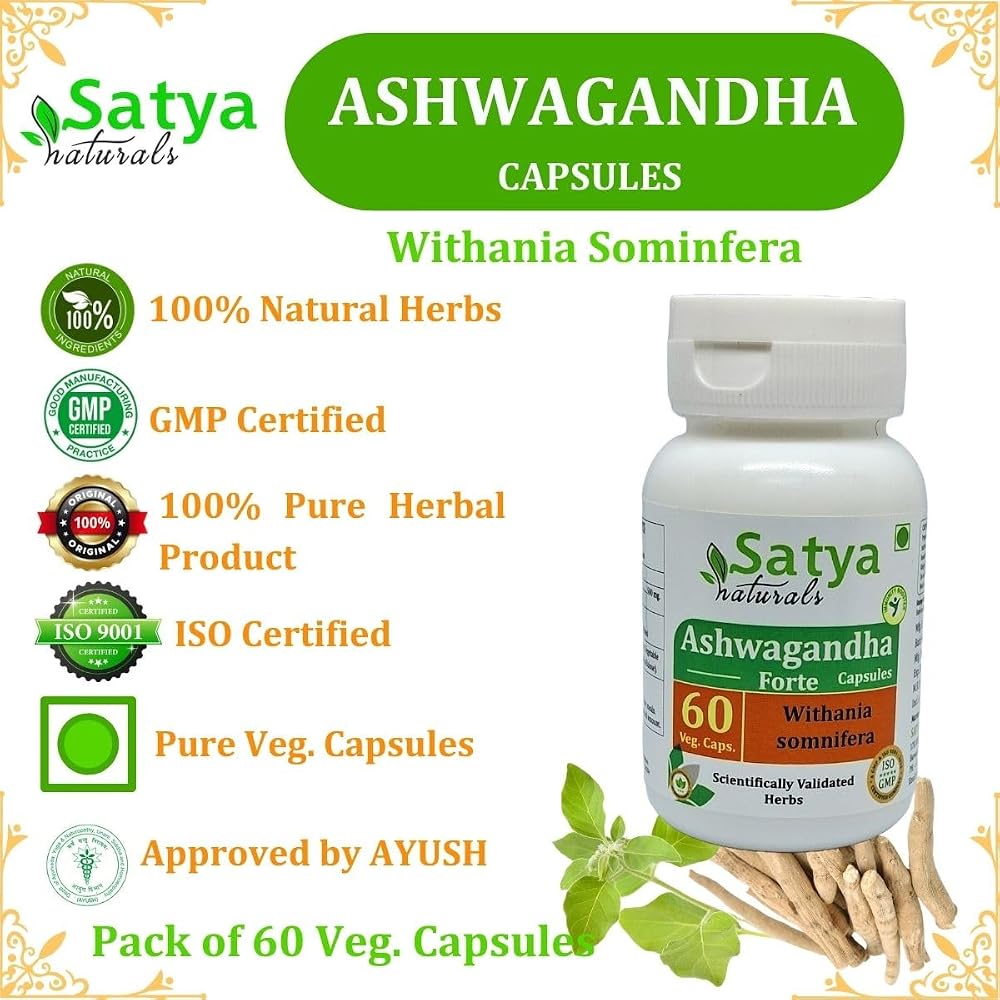 Satya Naturals Ashwagandha Forte Capsules 500 mg. 60 Veg. Capsule