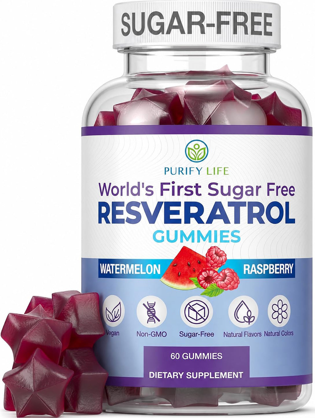 Purify Life Sugar-Free Resveratrol Gummies Antioxidant Support - 60 ct