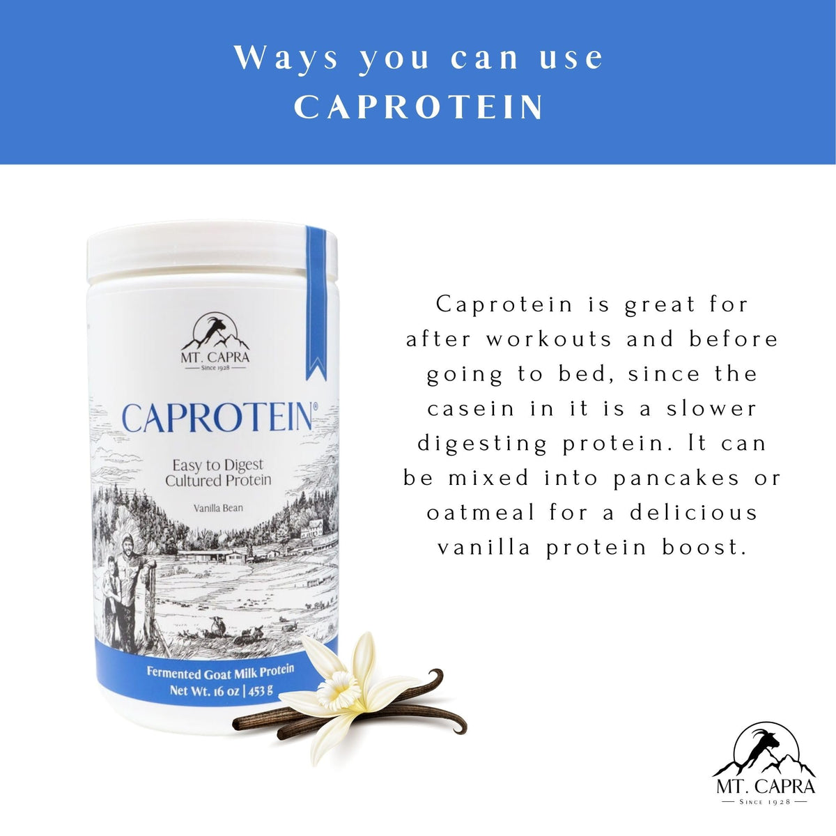 Mt. Capra Caprotein Vanilla Bean Protein Powder - 16 oz - image 6