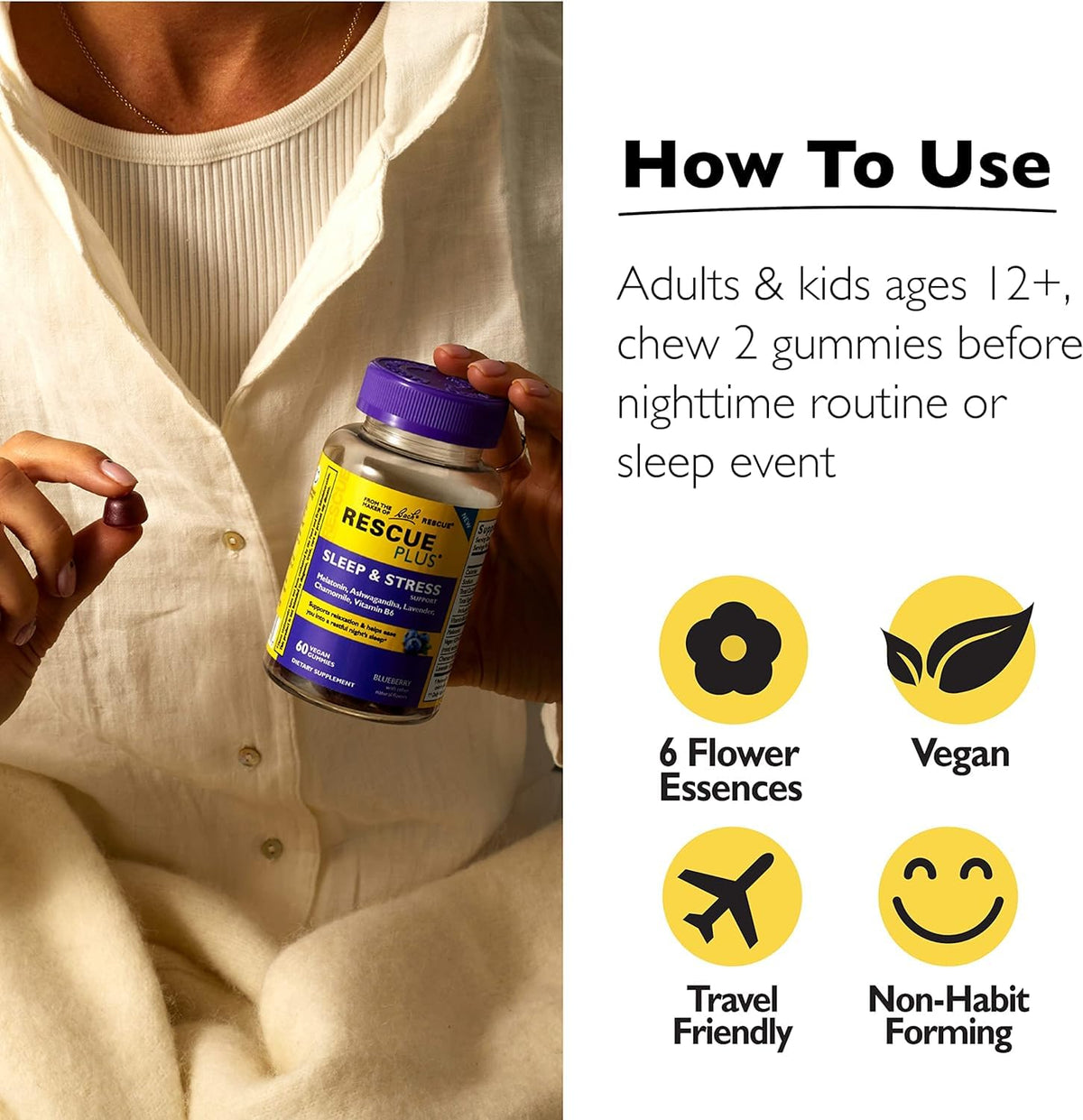 RESCUE Bach Plus Sleep & Stress Support Gummies