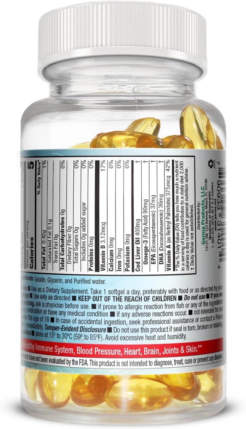 Germa Cod Liver Oil Softgels - 200 Count (2 x 100) - image 4
