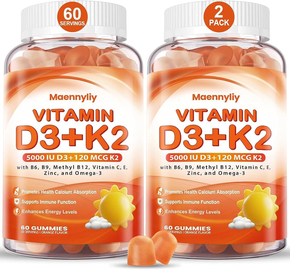 Maennyliy Vitamin D3 K2 Gummies for Adults - Vitamin D3 5000IU + K2