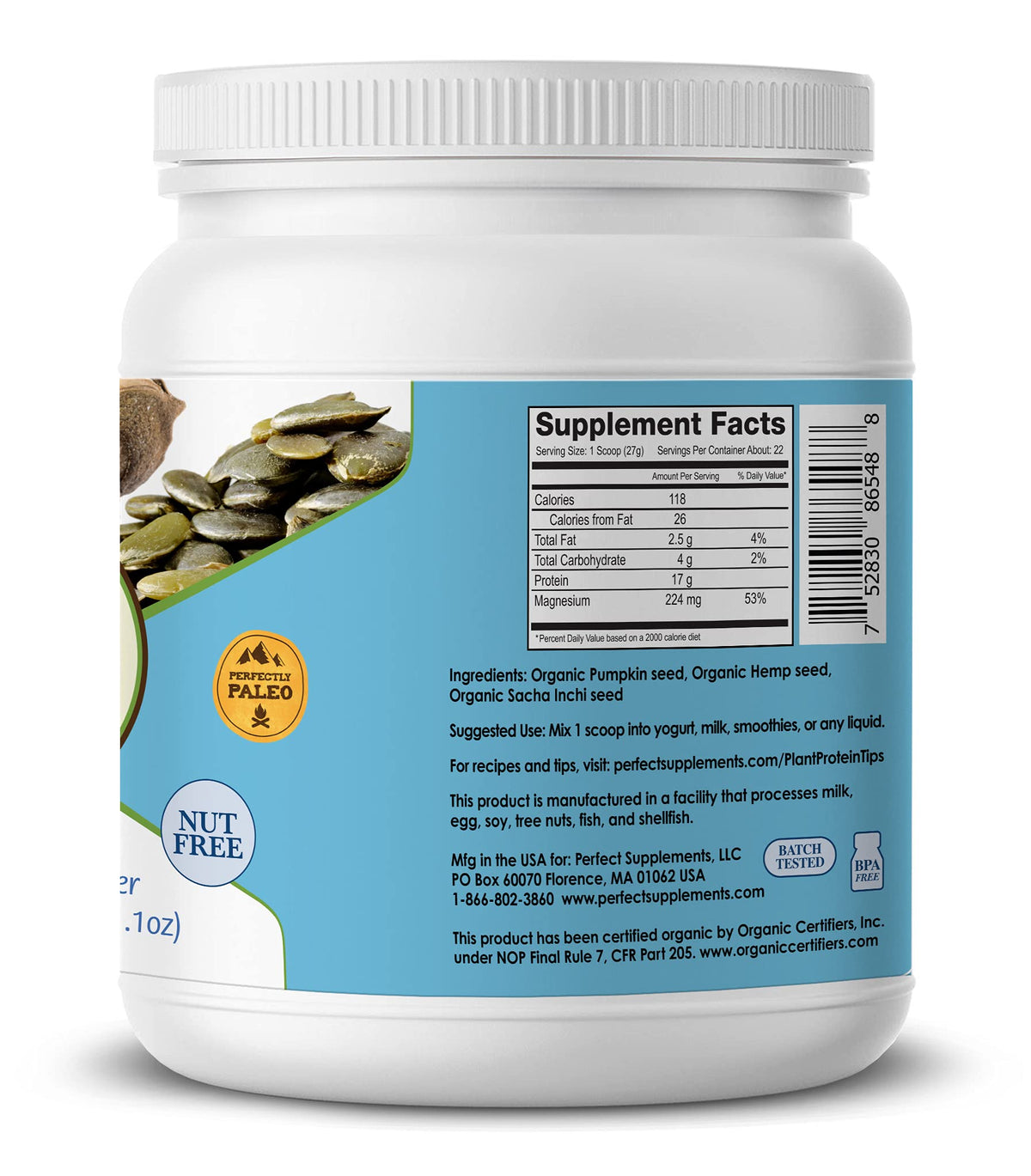 Perfect Supplements Plant Protein Powder Pumpkin Seed Hemp - 600g - image 2