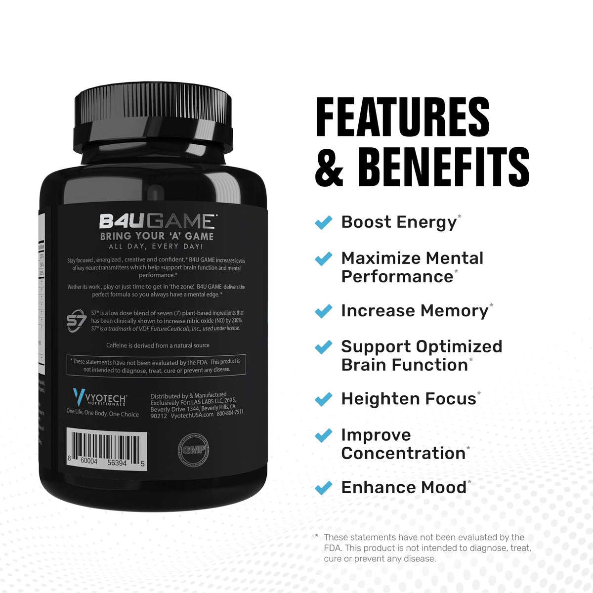 Vyotech B4UGAME Brain Booster Nootropic - 60 Capsules - image 2