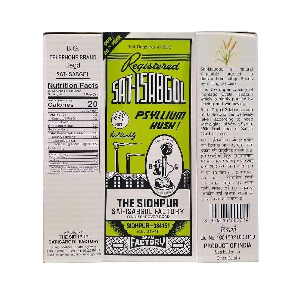 Generic Sat-Isabgol Psyllium Husk - 100g - image 2