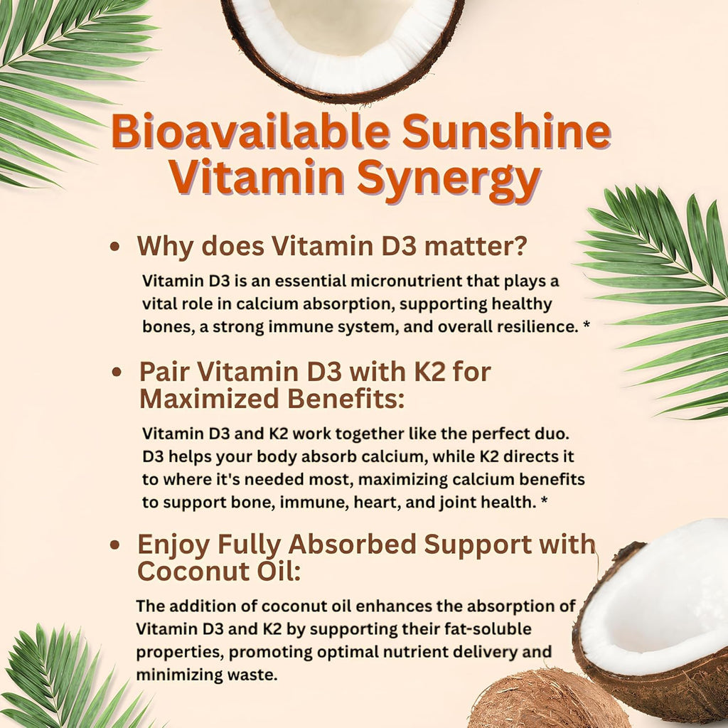 Micro Ingredients Vitamin D3 K2 MK-7 10,000 IU - 300 Softgels - image 5