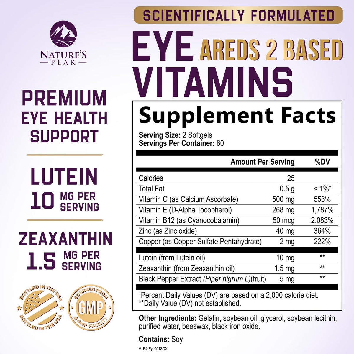 Nature's Peak Eye Vitamins Supplements - 3x Strength Eye Health