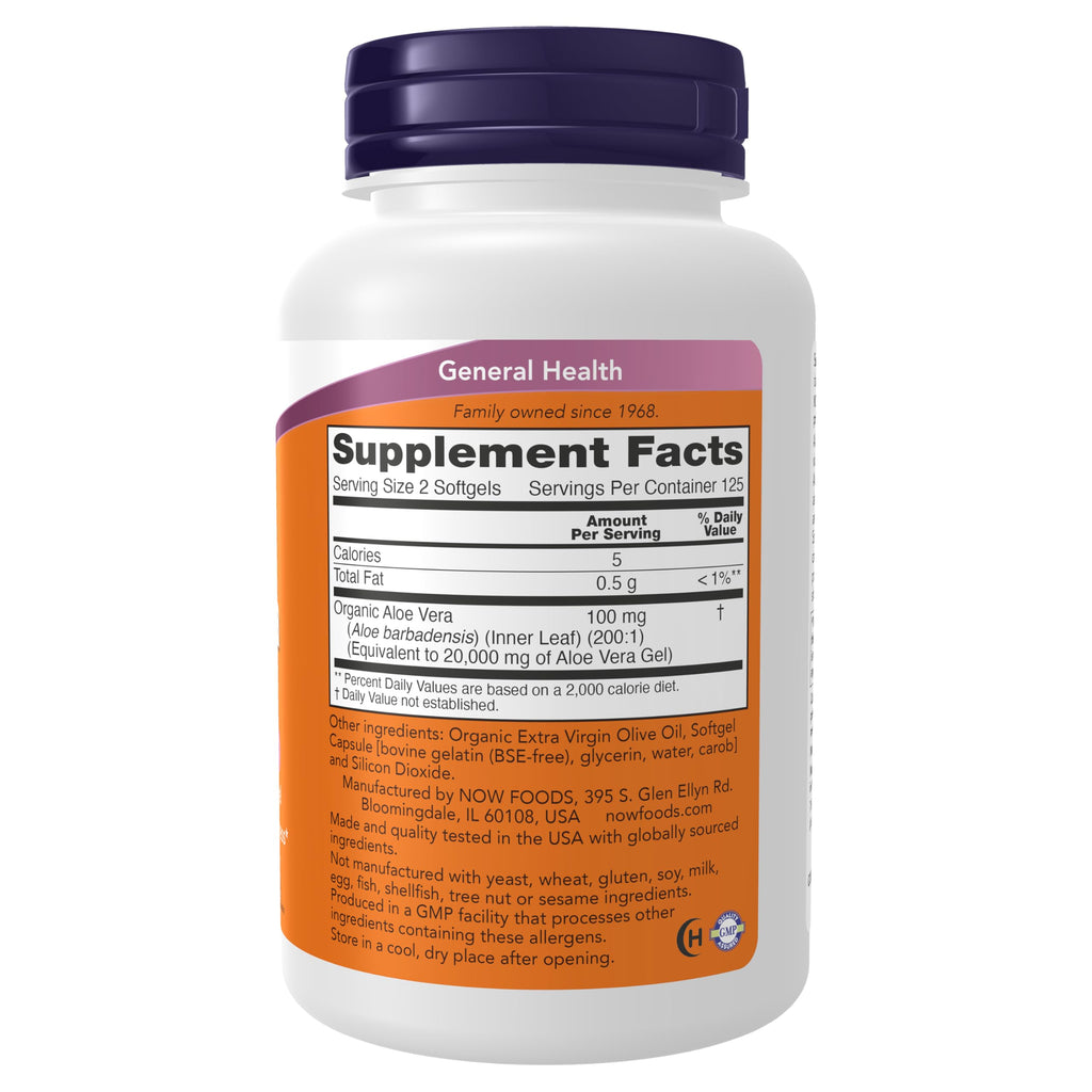 NOW Aloe Vera Digestive Support Softgels - 250 Count - image 2