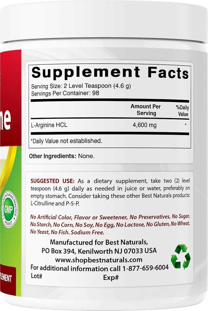 Best Naturals L-Arginine Powder for Circulation - 1 Pound - image 6