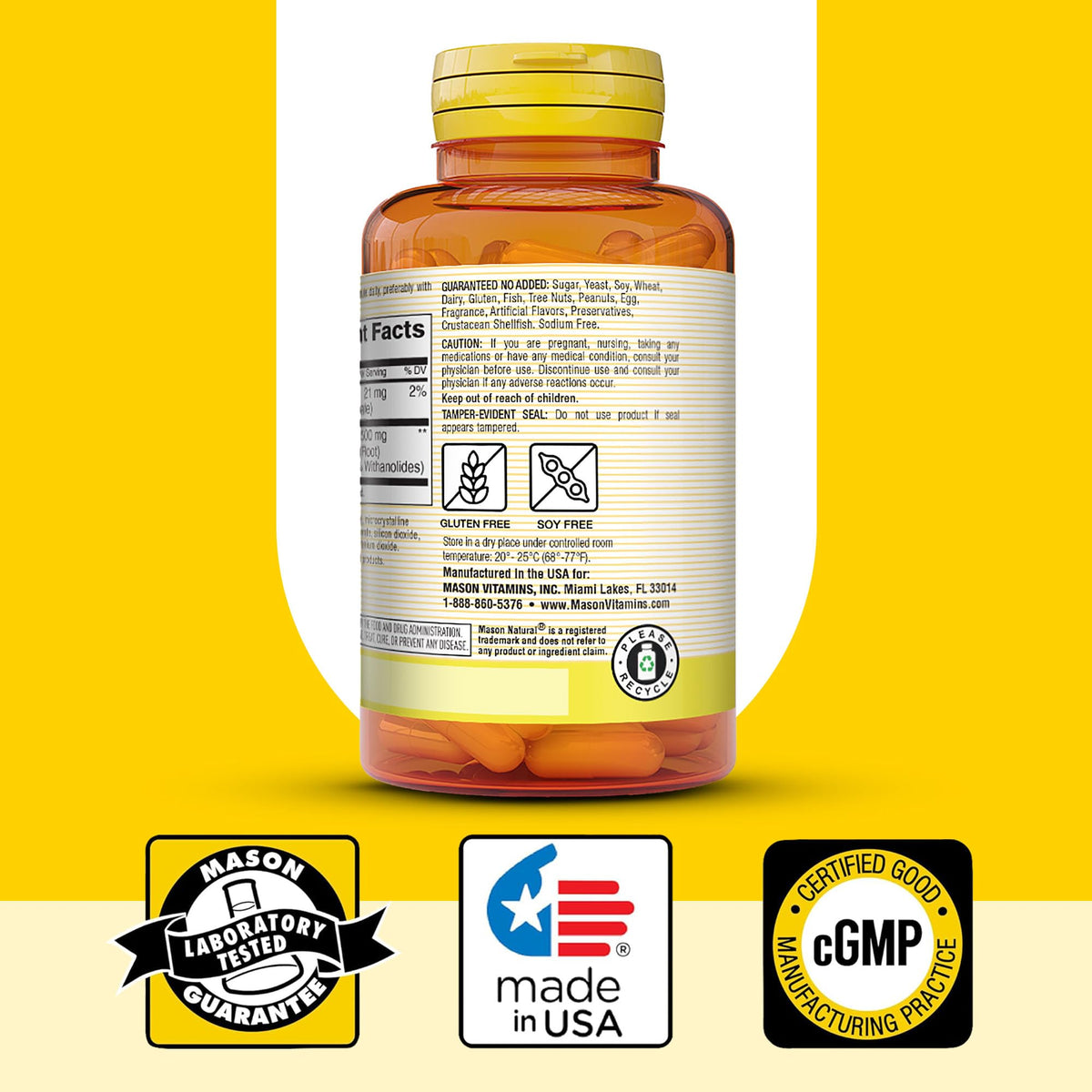 MASON NATURAL Ashwagandha 500 mg Adaptogen - 60 Capsules - image 6