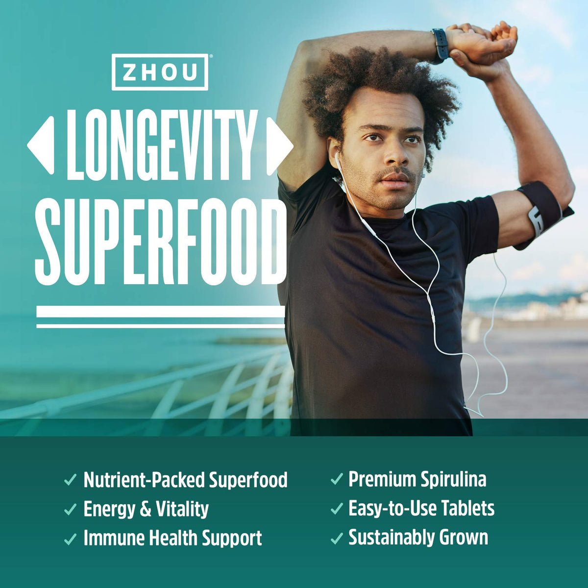 ZHOU Spirulina Tablets for Men & Women - 180 Tablets - image 4