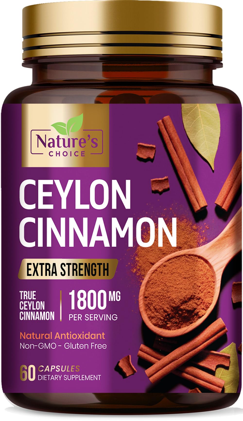 Nature's Choice Ceylon Cinnamon Capsules - Certified Organic Ceylon