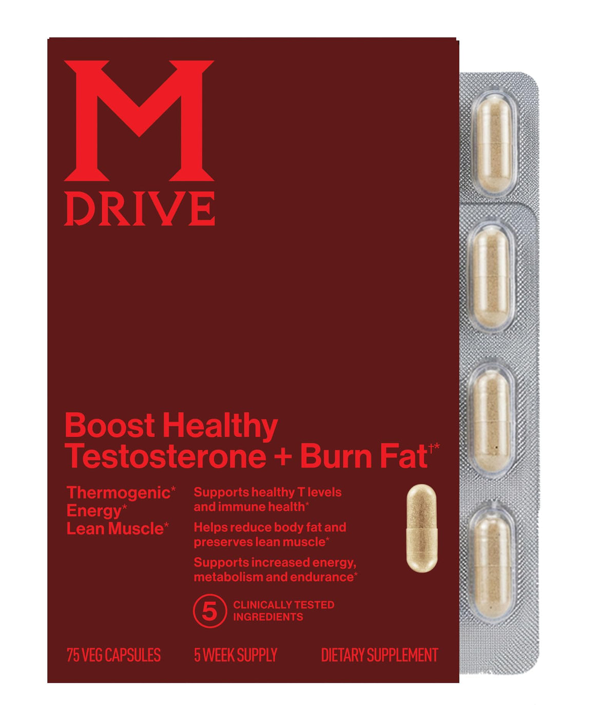 M Drive Boost and Burn Testosterone Booster & Fat Burner - 75 Capsules