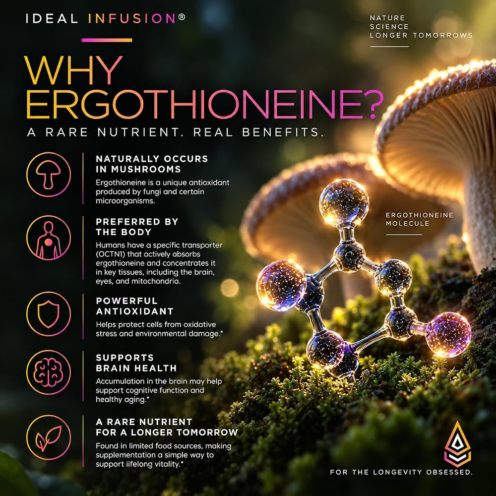 Ideal Infusion L-Ergothioneine 30mg Antioxidant - 60 Capsules - image 3