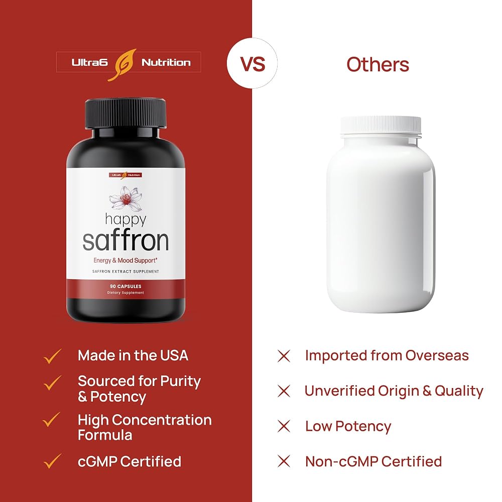 Ultra6 Nutrition Happy Saffron Supplements - 100% Pure Saffron