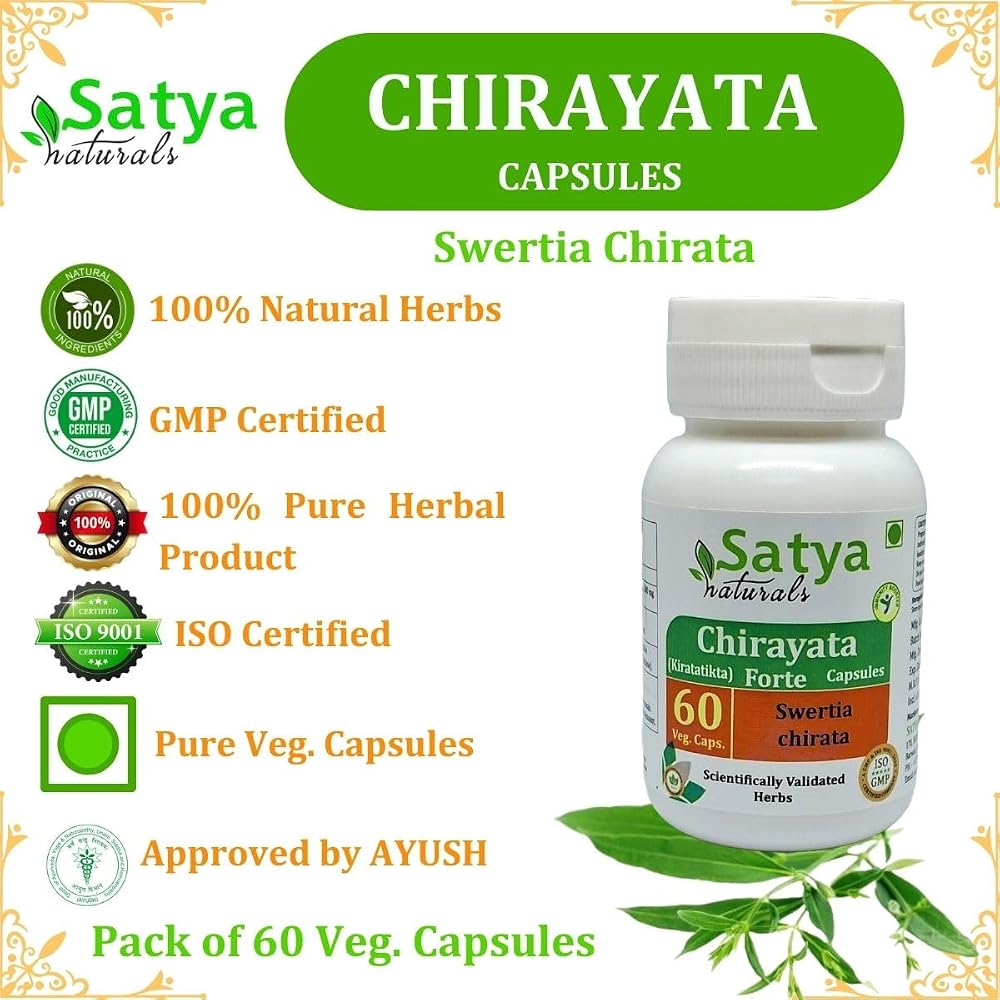 Satya Naturals Chirayata Forte Capsules 500 mg. 60 Veg. Capsule