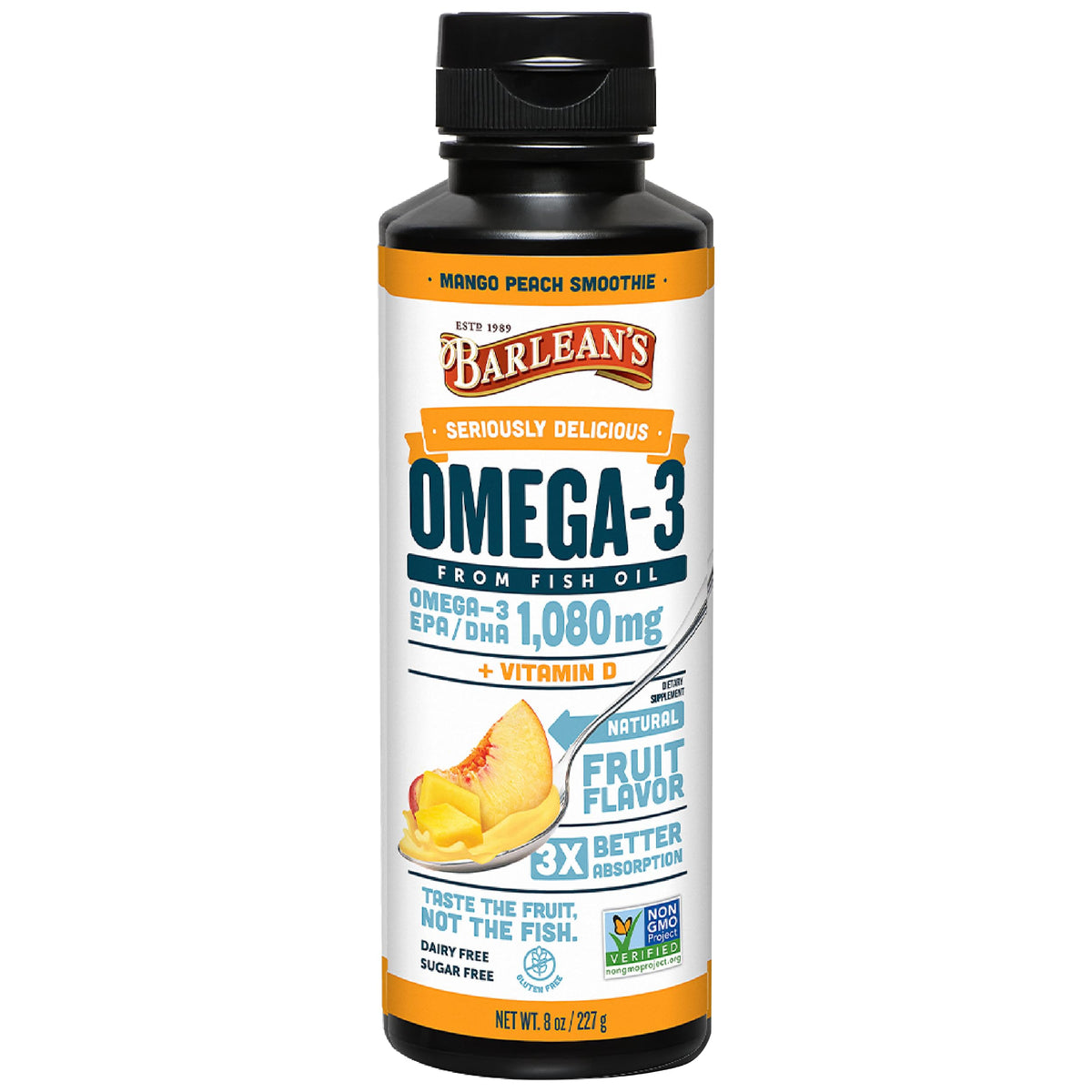 Barlean's Omega 3 Fish Oil Liquid Supplement for Men and Women