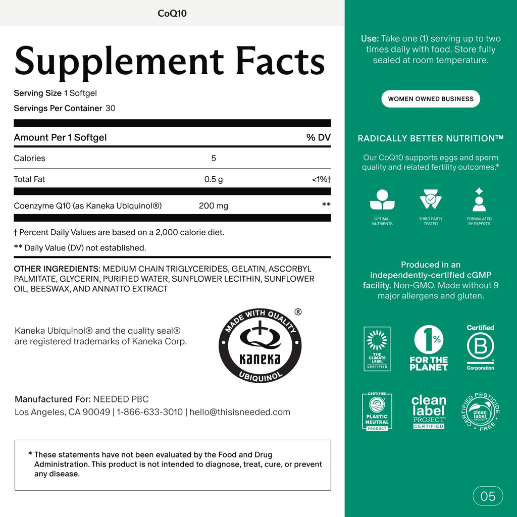 Needed. CoQ10 200mg Supplement - 30 Softgels - image 2