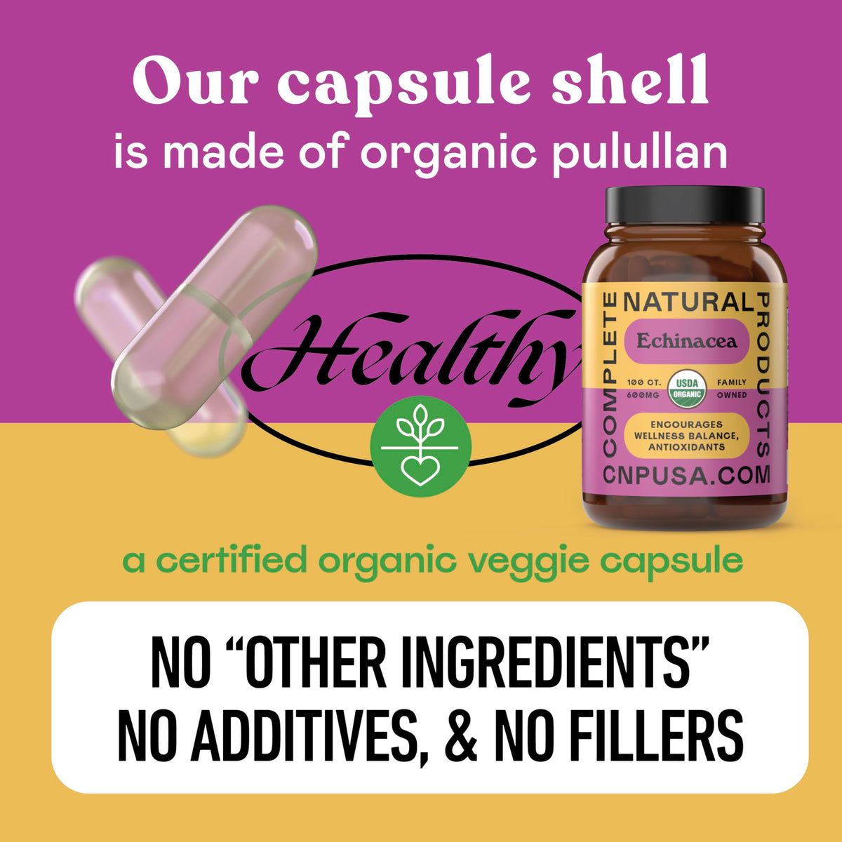 Complete Natural Products Organic Echinacea 600mg - 100 Capsules - image 7