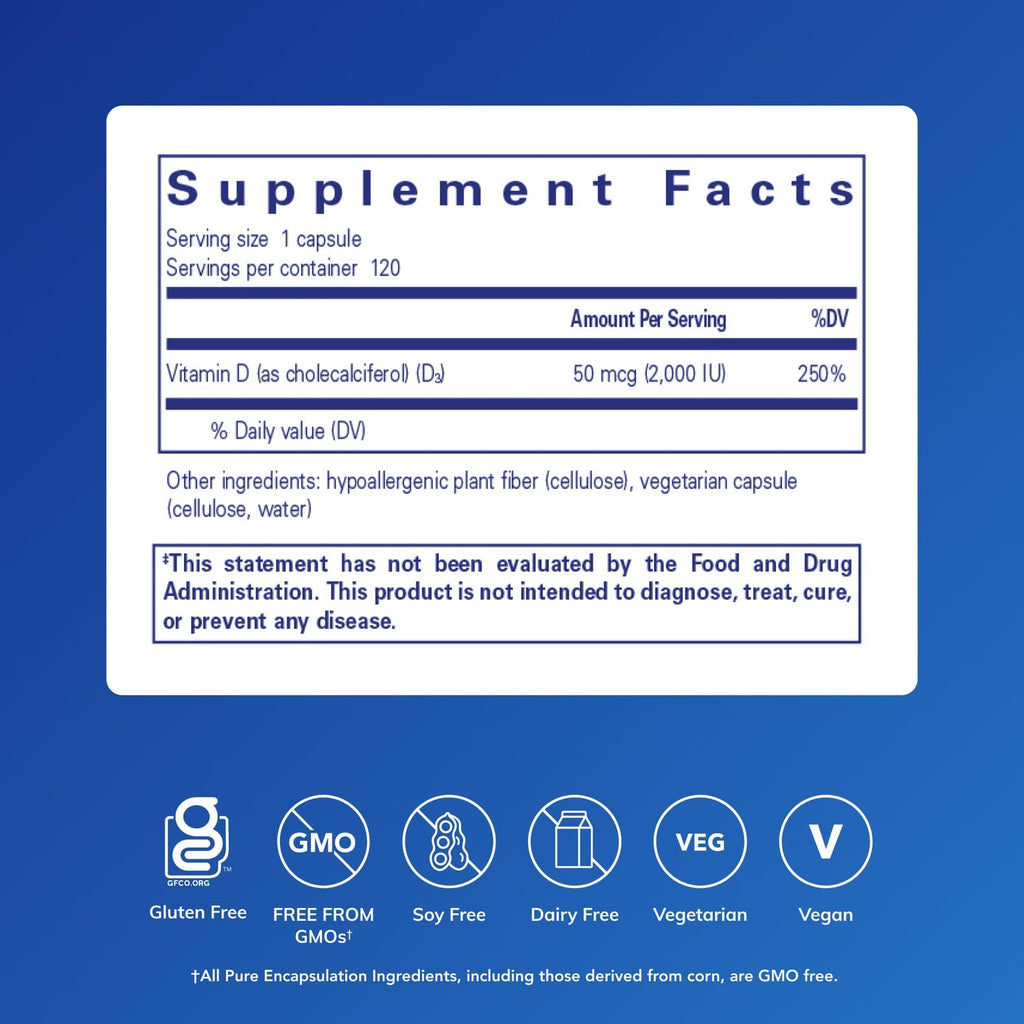 Pure Encapsulations Vitamin D3 Vegan - 120 Capsules - image 2