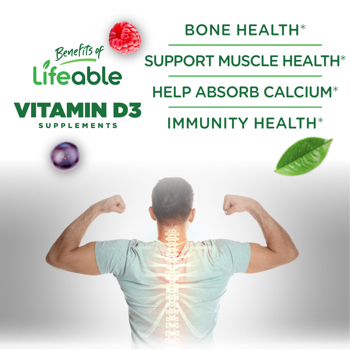 Lifeable Vitamin D3 5000 IU Gummies for Immune & Bone Support - 90 Count - image 3