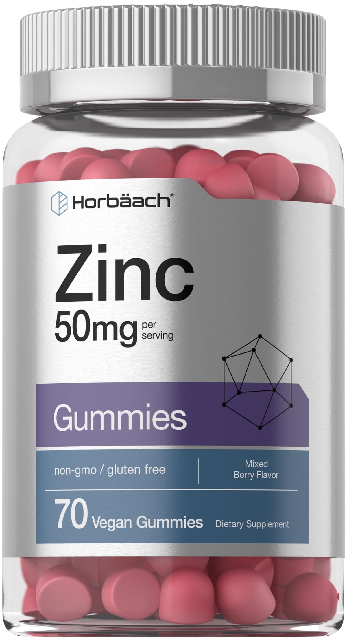 Horbäach Zinc Gummies 50mg - 70 Count