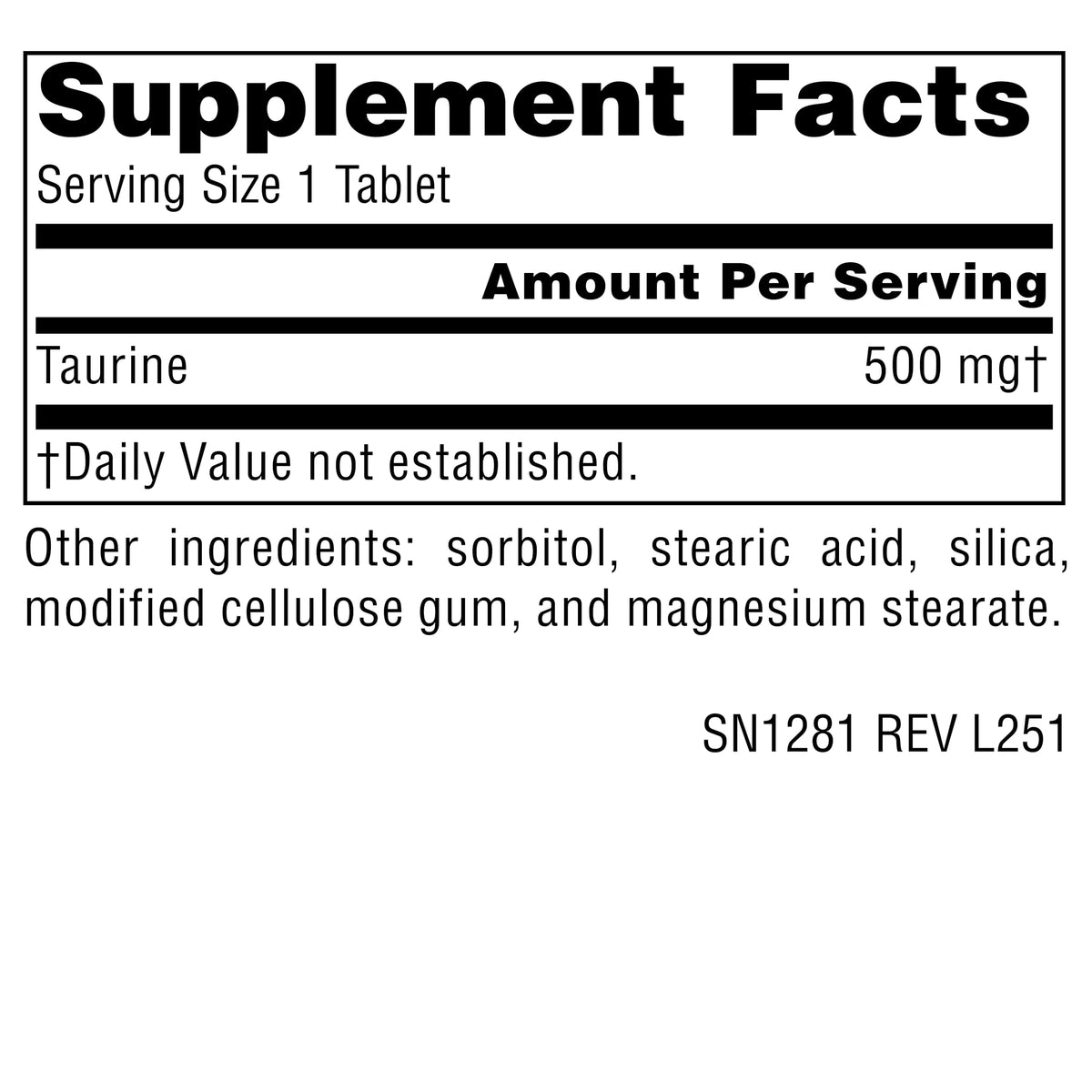 Source Naturals Taurine 500 mg - 120 Tablets - image 2