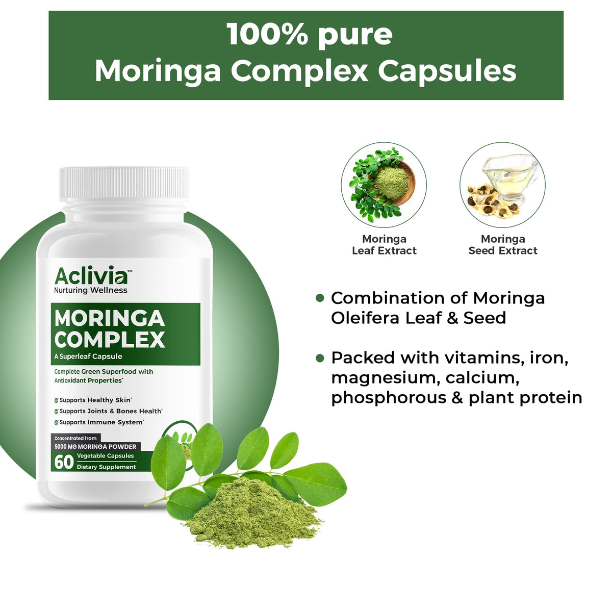 Aclivia Moringa Complex Maximum Strength Supplement - 60 Capsules - image 2