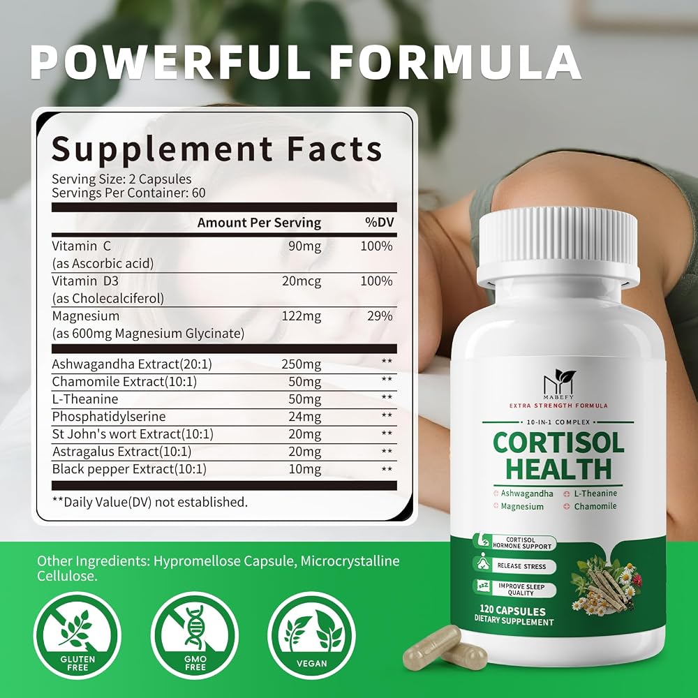 MABEFY Cortisol Support Supplement for Women & Men - 60 Capsules - image 4