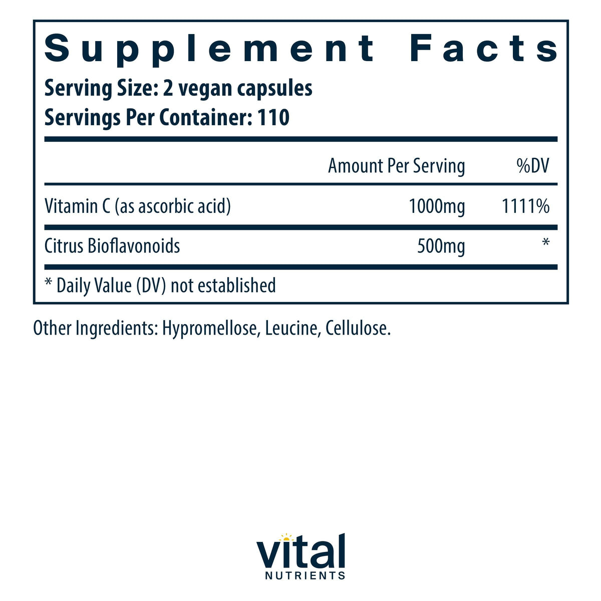 Vital Nutrients Vitamin C with Bioflavonoids - 220 Capsules - image 2