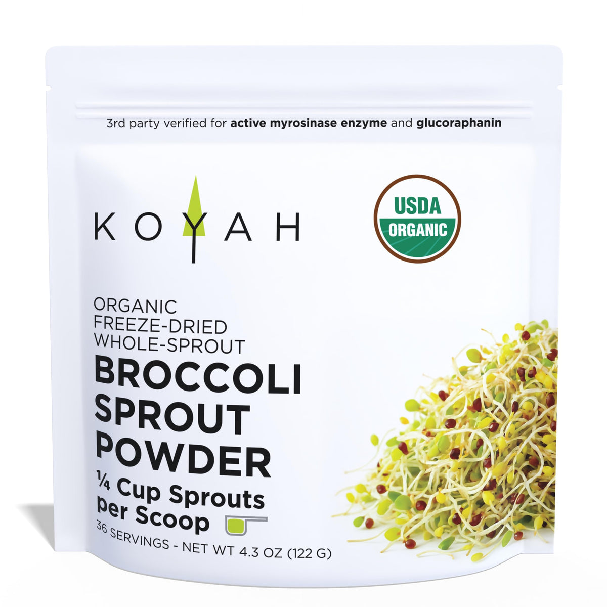 KOYAH Organic Broccoli Sprout Powder - 36 Servings