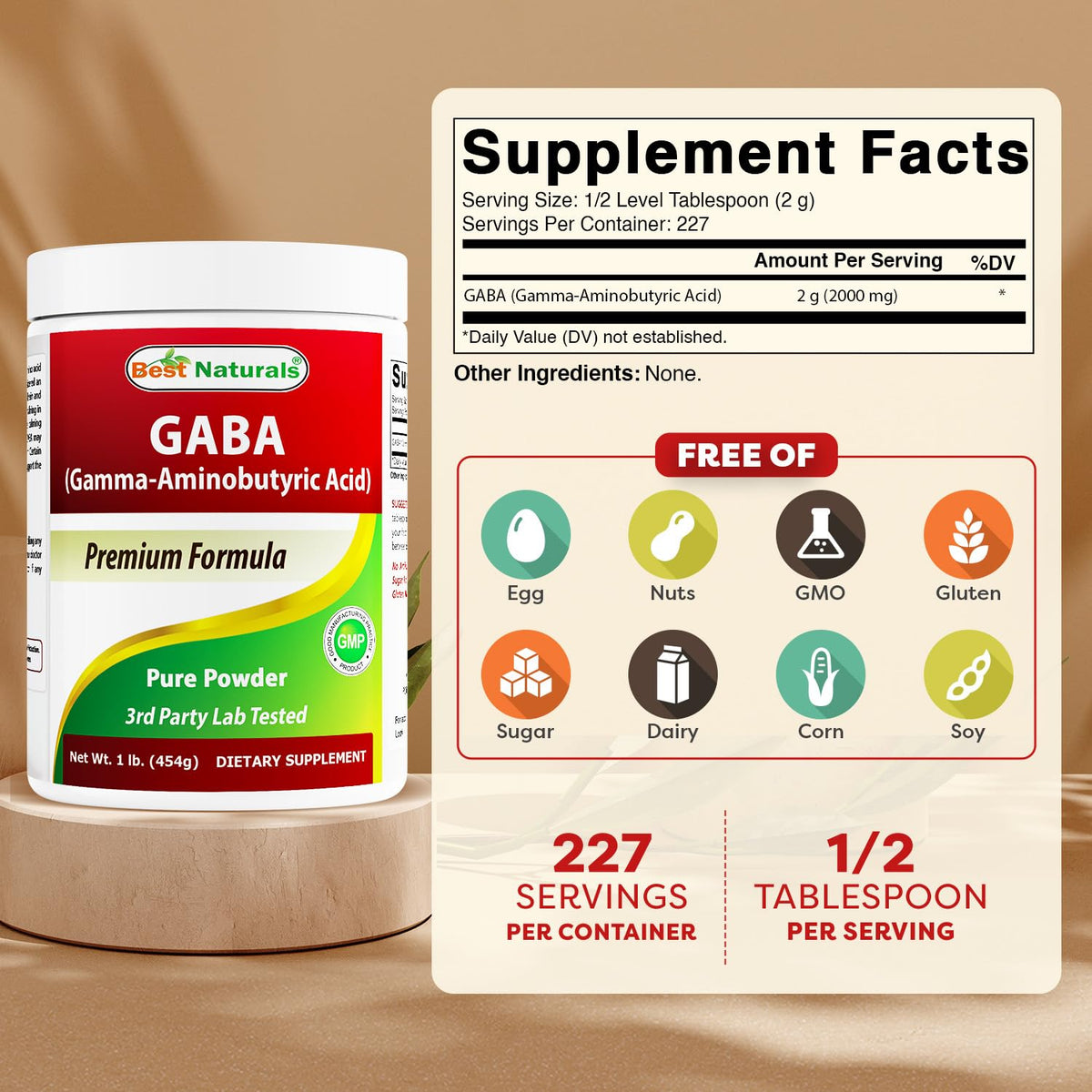 Best Naturals GABA Pure Powder - 1 Pound - image 2