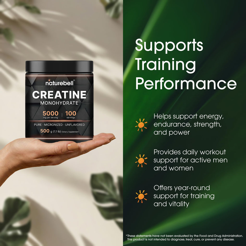 NatureBell Instant Creatine Monohydrate Powder 5,000mg Per Serving