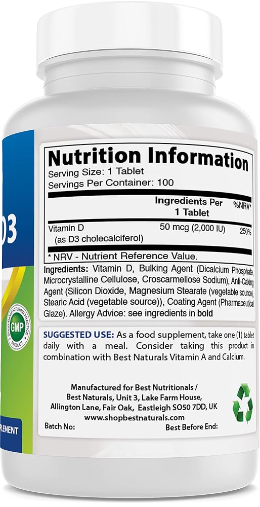 Best Naturals Vitamin D3 2000 IU (50 mcg) - 100 Tablets - 100 Days - image 4