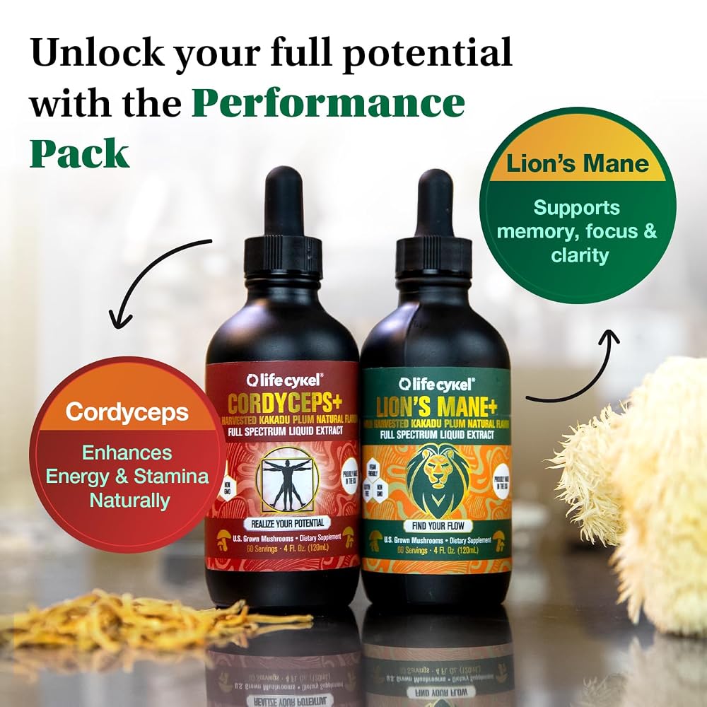 Life Cykel Cordyceps + Lion's Mane Extract Liquid Drops - 2 Fl Oz - image 2