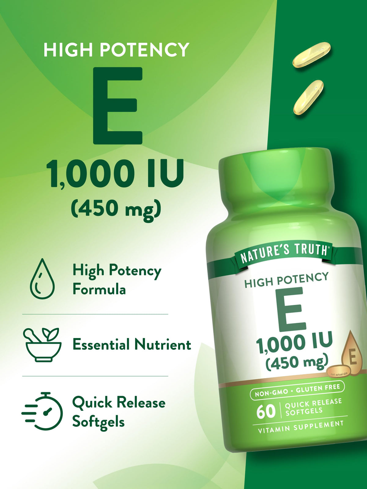 Nature's Truth Vitamin E 1000 IU Softgels - 60 Count - image 5