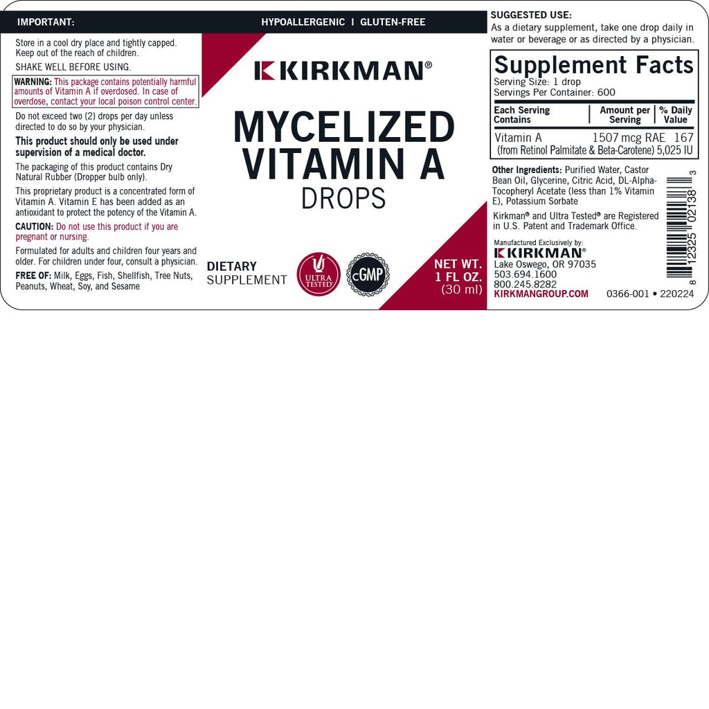 Kirkman Mycellized Vitamin A Liquid - 1 oz - image 3