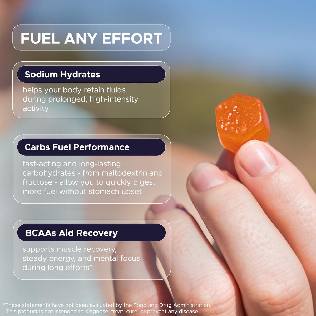 GU Energy Chews, Orange Energy Gummies with Electrolytes, Dairy-Free