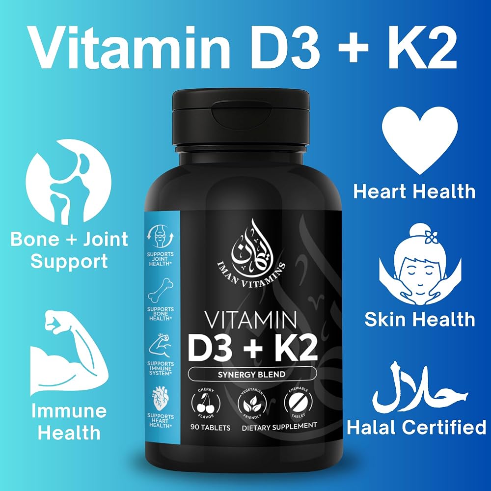Iman Vitamins Halal Vitamin D3 with K2 Chewable Tablets - 90 Count - image 2