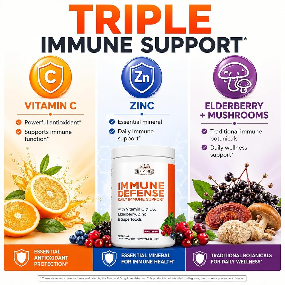 Country Farms Immune Defense Superfoods Powder - 60 Servings - image 5