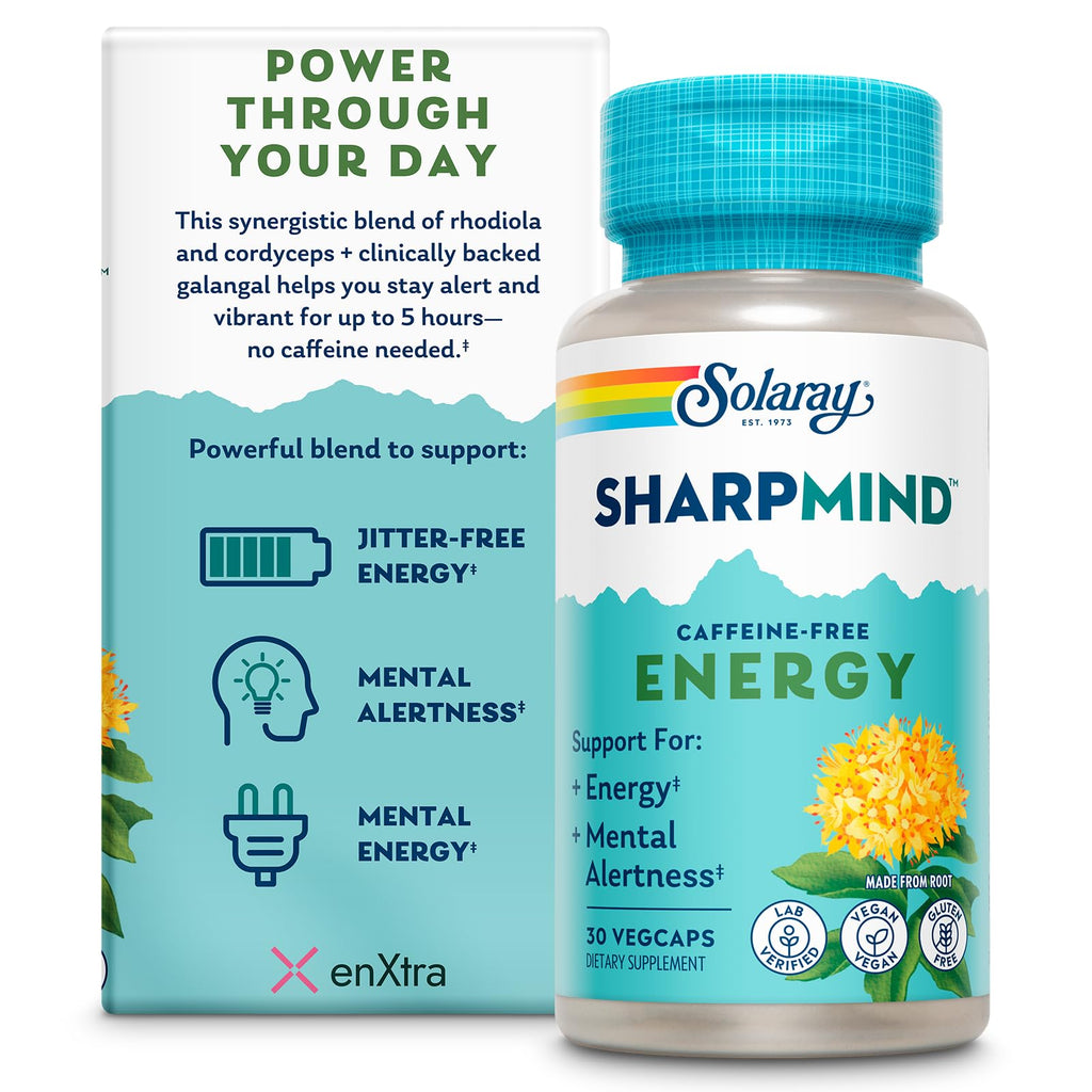 SOLARAY SharpMind Energy Nootropic Focus Supplement - 30 Vegetarian Capsules