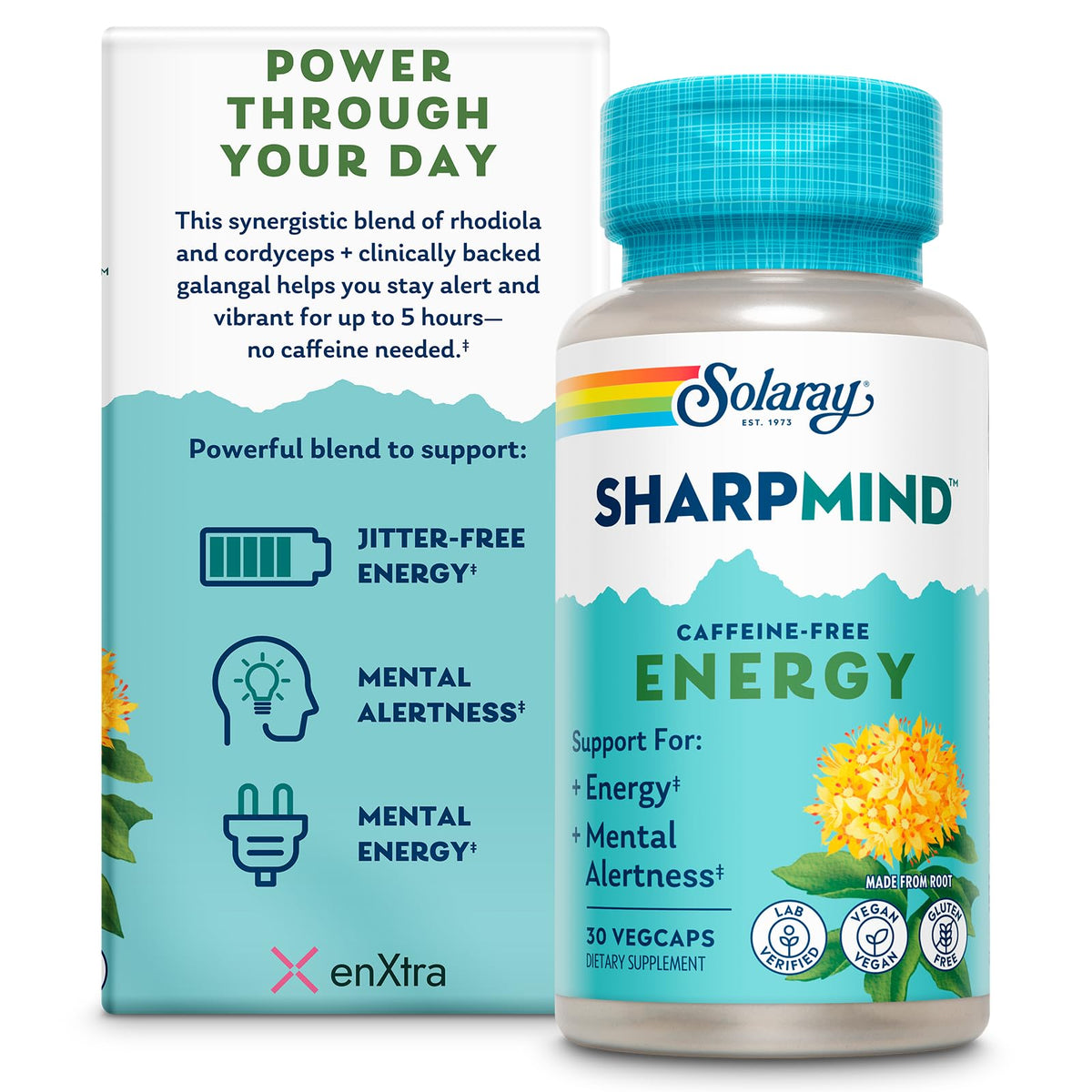 SOLARAY SharpMind Energy Nootropic Focus Supplement - 30 Vegetarian Capsules