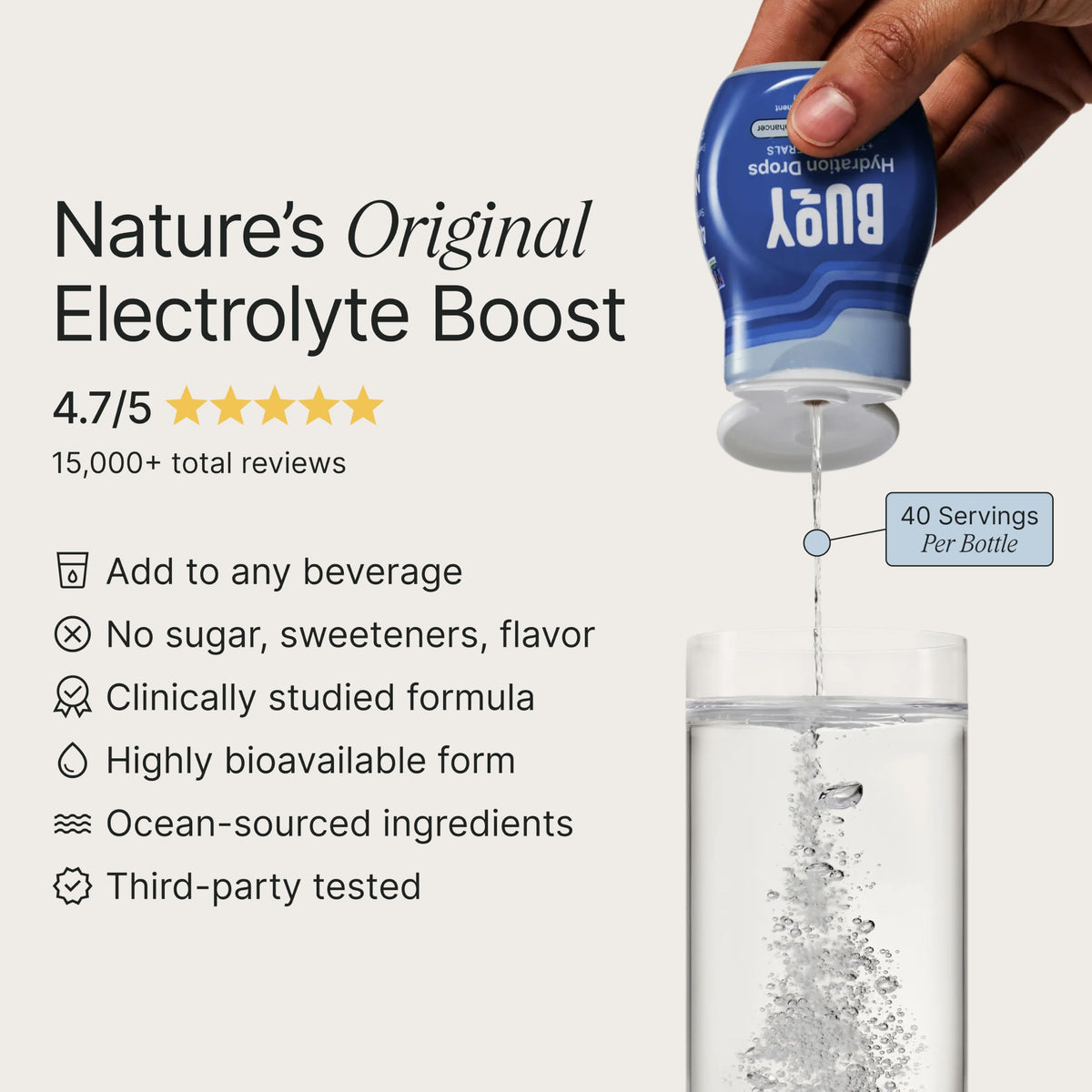 Buoy Electrolyte Drops Hydration Supplement - 120 Servings - image 2